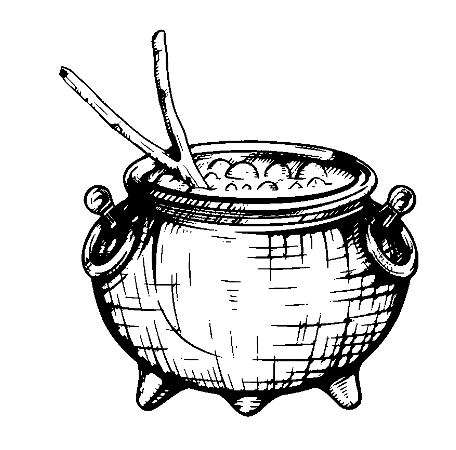 Illustration of a witch's cauldron