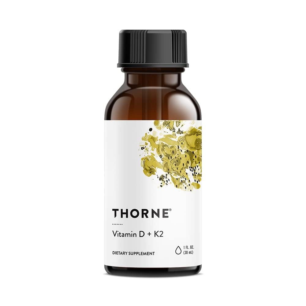 Amazon.com: THORNE Vitamin D + K2 Liquid with a metered Dispenser -  Vitamins D3 and K2 to Support Healthy Bones and Muscles* - 1 Fl Oz (30 ml)  - 600 ...