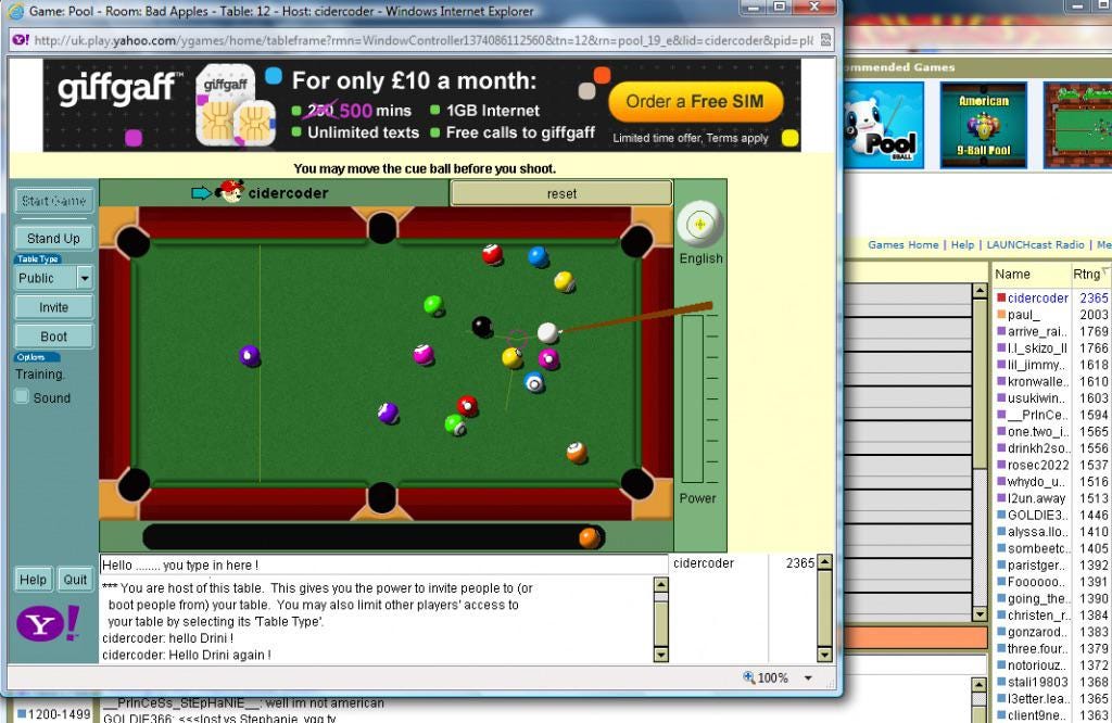 Windows XP. Yahoo Pool. Early 2000's. : r/nostalgia