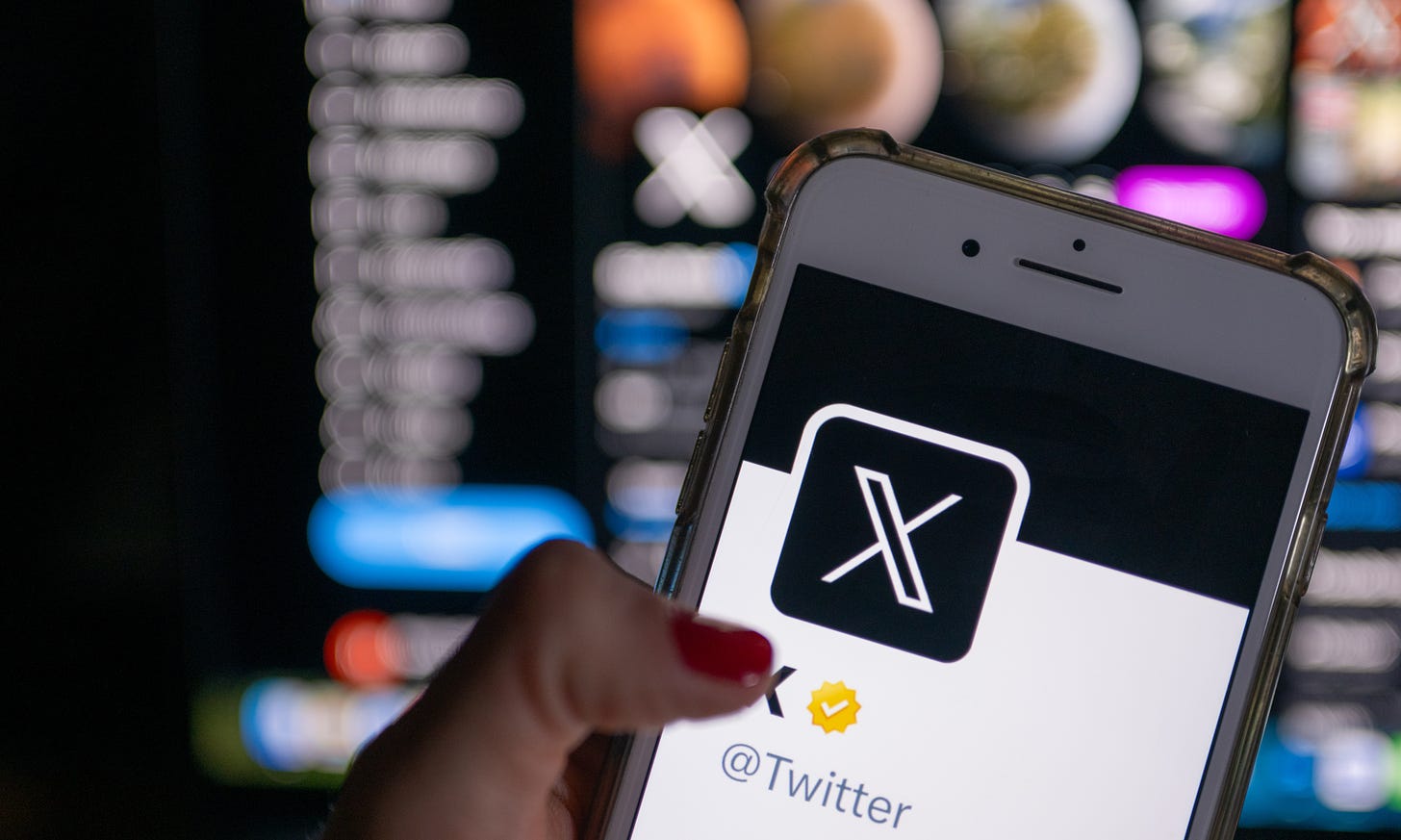 24 July 2023, Berlin: Twitter's official profile on a smartphone screen features the white letter X on a black background. Twitter owner Musk is trying to establish X as the new name for the short messaging service. Photo: Monika Skolimowska/dpa (Photo by Monika Skolimowska/picture alliance via Getty Images)