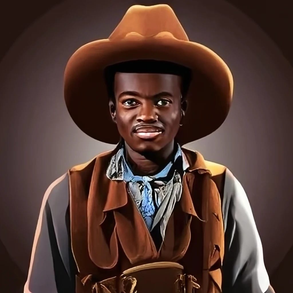 Blazing Saddles young black sheriff wearing cowboy hat
