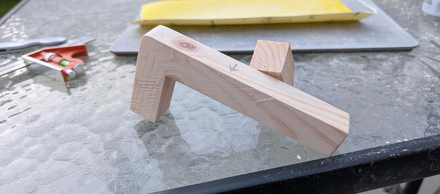 An image of a completed sawing jig. 