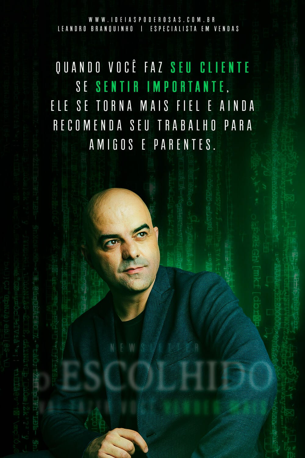 Imagem do palestrante Leandro Branquinho no estilo do filme Matrix