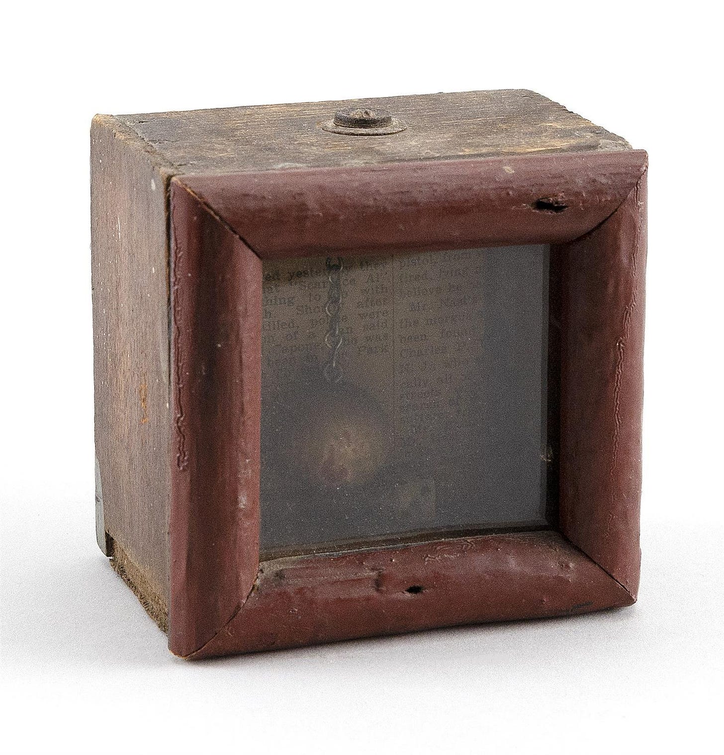 Lot - MANNER OF JOSEPH CORNELL, New York, 1903-1972, Assemblage box, Height  3.5". Width 3.5". Depth 2.25".