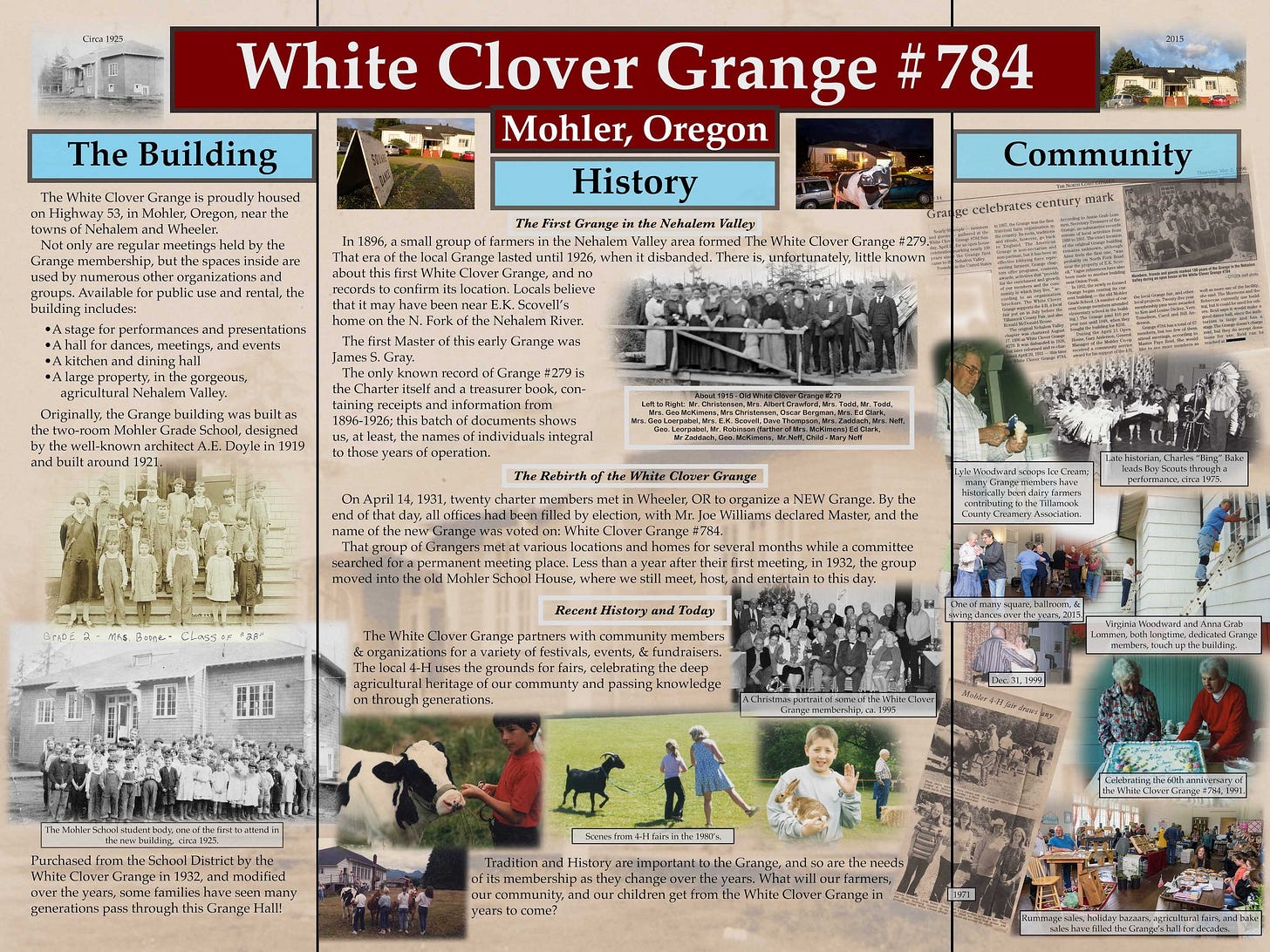 Tri-fold brochure about the building, history, and community.