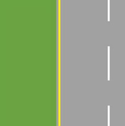 A graphic of a green verge and a grey road