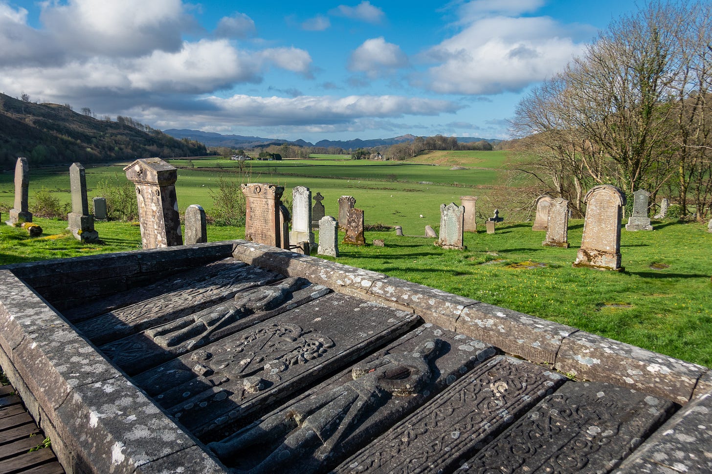 Poltalloch Enclosure, containing medieval carved gravestones, in Kilmartin churchyard © Felicity Martin Poltalloch Enclosure, containing medieval carved gravestones, in Kilmartin churchyard © Felicity Martin