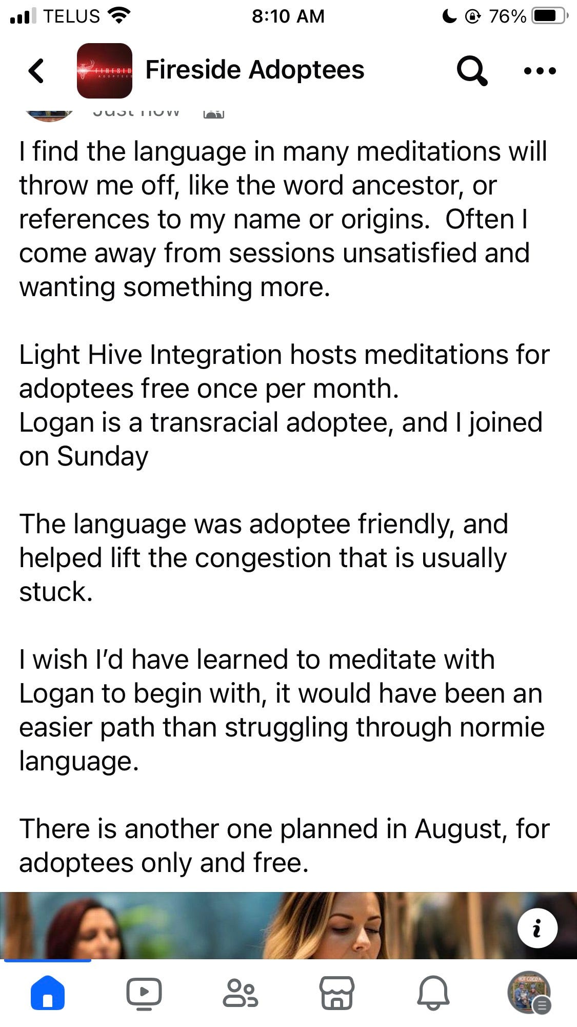 Review: "The language was adoptee friendly, and helped lift the congestion that is usually stuck. I wish I'd have learned to meditate with Logan to begin with, it would have been an easier path than struggling through normie language."