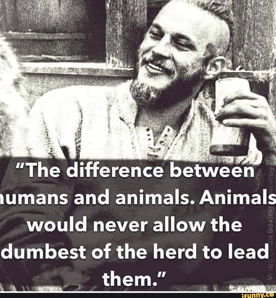 "The difference between humans and animals. Animals would never allow ...