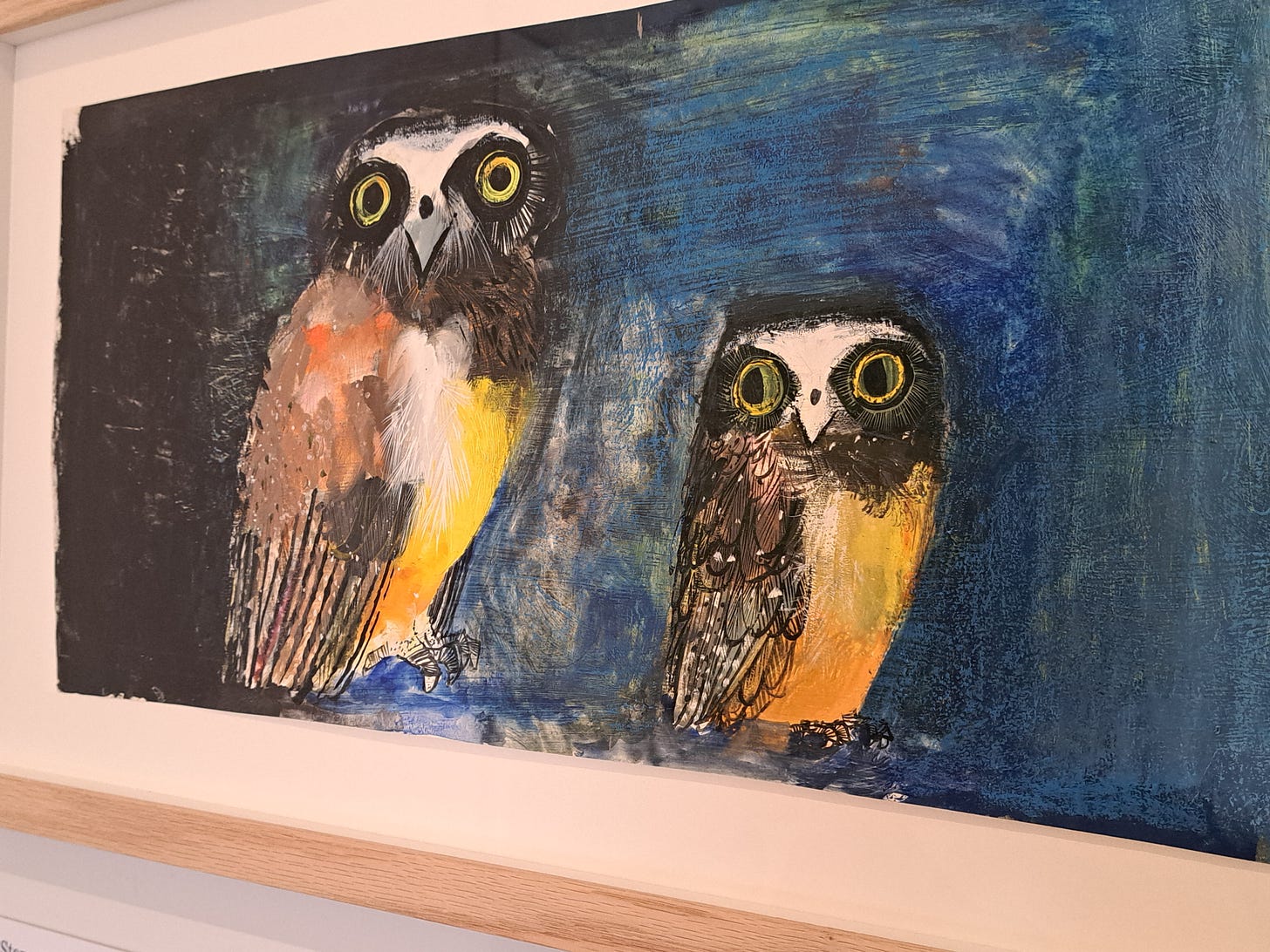 A Stare of Owls; painting by Brain Wildsmith