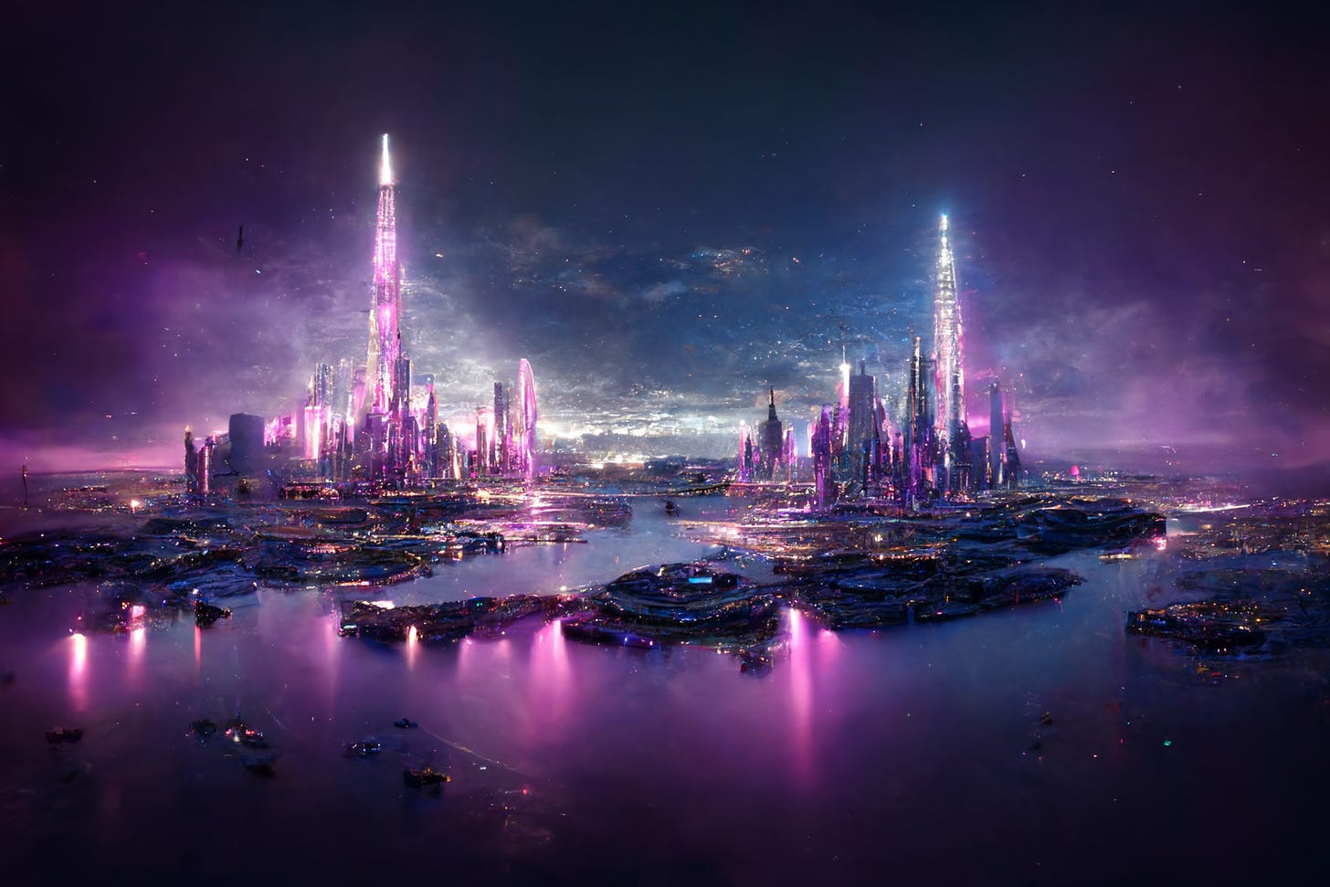 Midjourney prompt: astral futuristic floating city, - PromptHero