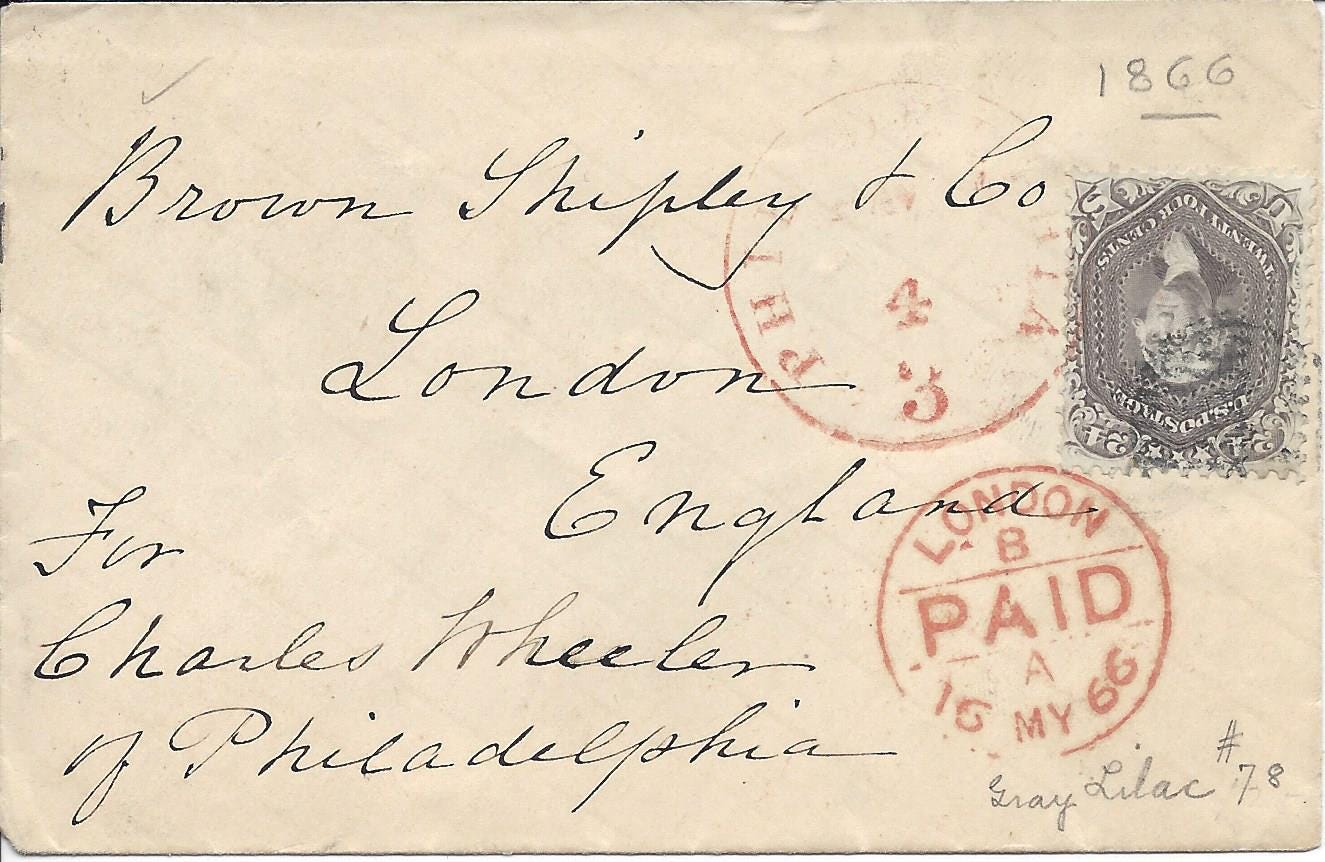 1866 letter from Philadelphia to London