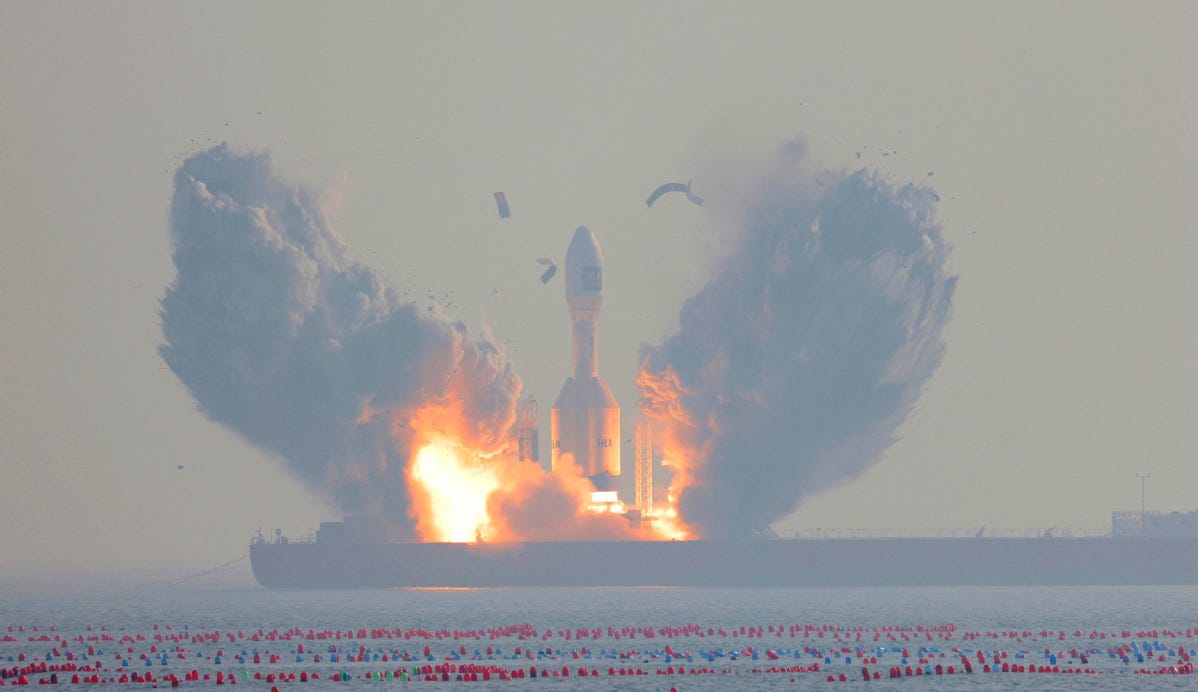 Gravity-1 lifting off from its sea-launch platform for its debut mission.