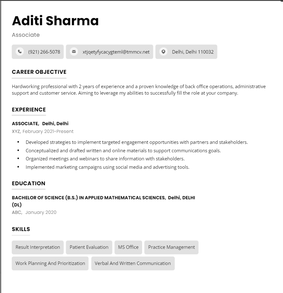 Sample of Resume Genius Resume Builder