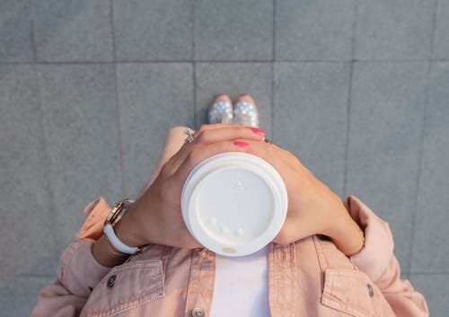 Free Person Holding White Disposable Cup Stock Photo