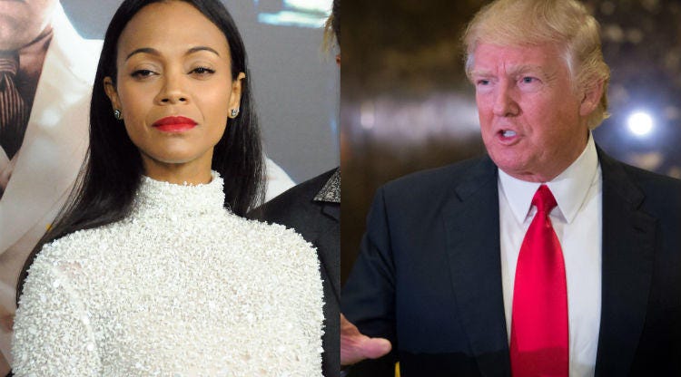 zoe saldana supporting donald trump bully