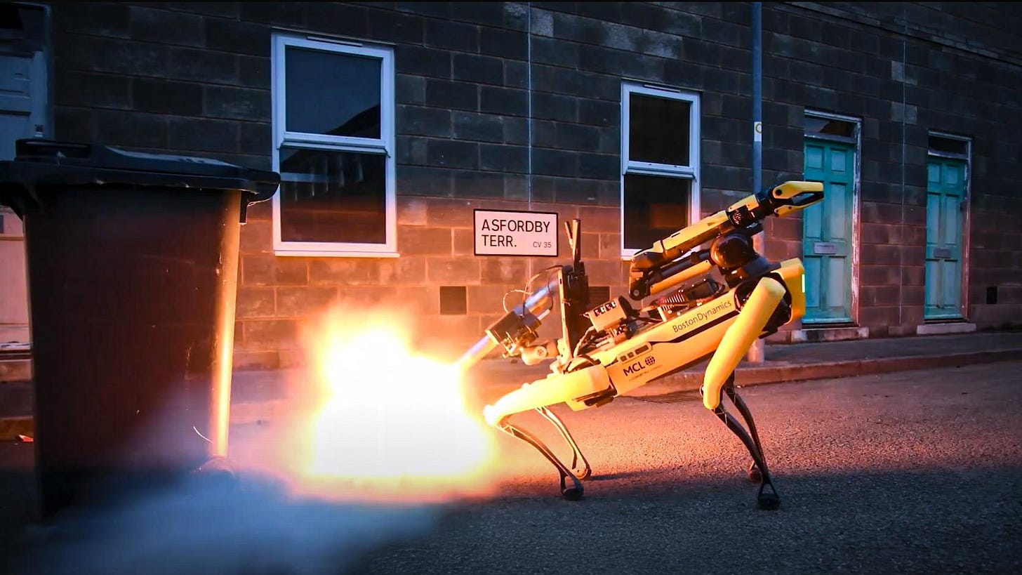 A robot dog makes short work of a bomb