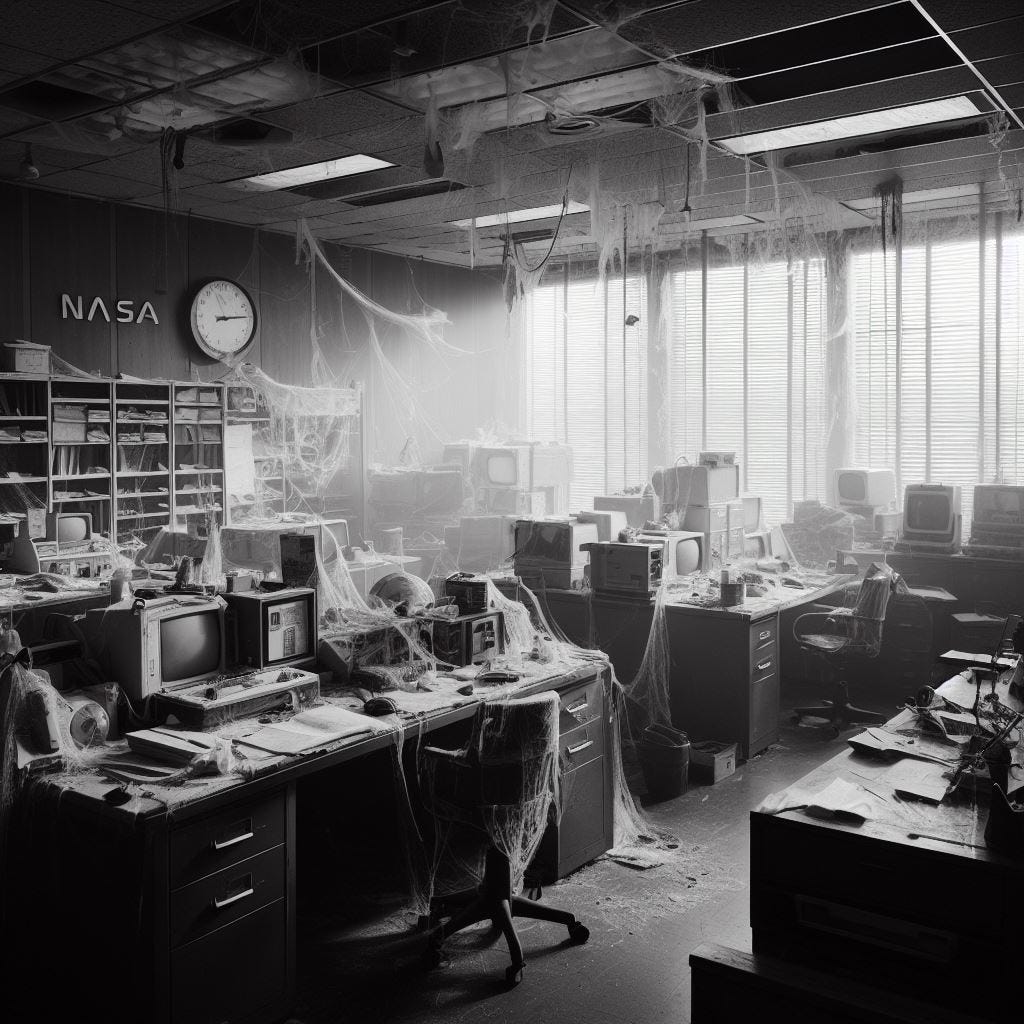 a nasa office but everything looks sad