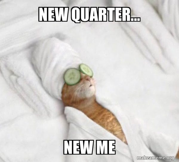 new quarter... new me - Pampered Cat Meme Meme Generator