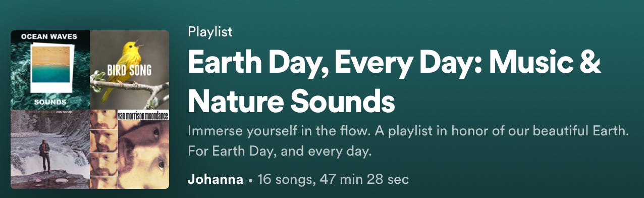 Image of Earth Day playlist on Spotify
