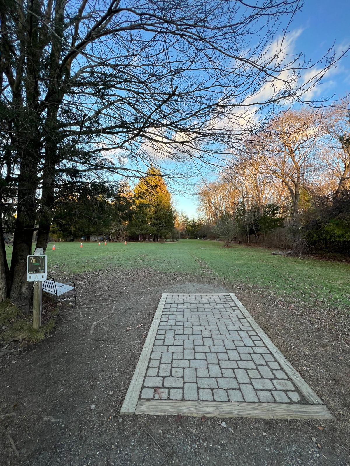 White tee on hole 7, Borderland State Park, Easton, Massachusetts.