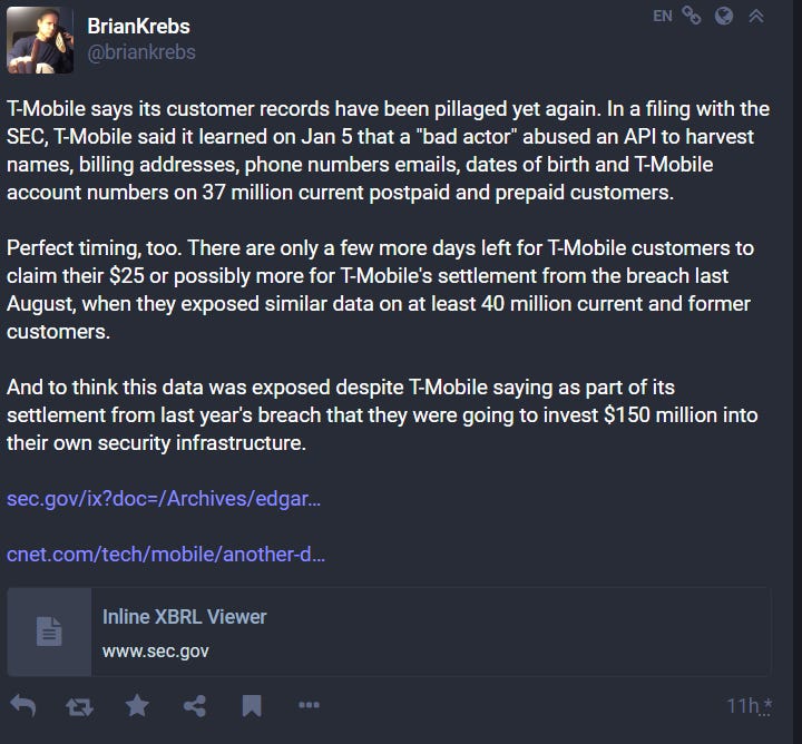 Hackers Claim They Breached T-Mobile More Than 100 Times in 2022 – Krebs on  Security