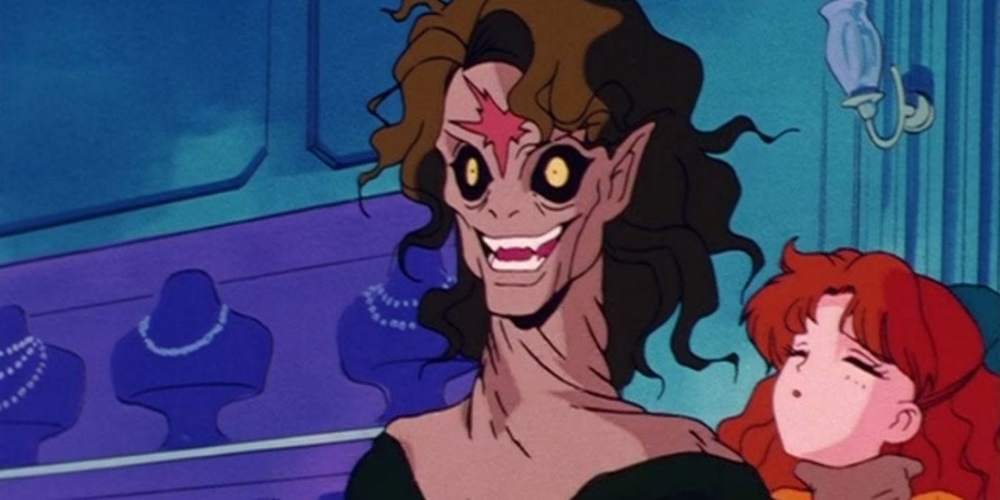 El Reino Osco Osma, Morga, estrangulando a Naru en Sailor Moon.