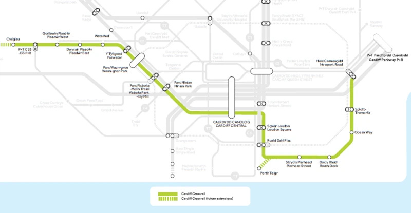 A poor quality map of Cardiff Crossrail