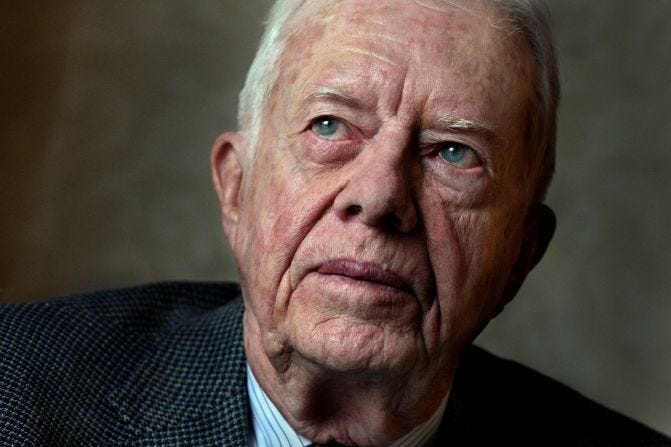 Carter is interviewed at a Washington, DC, hotel room in 2006.