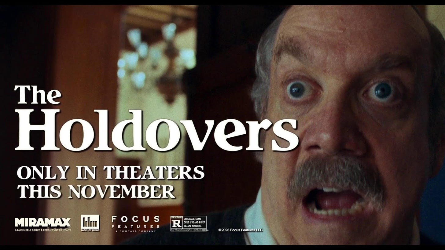 Title card from the film The Holdovers designed to look like a movie released several decades ago