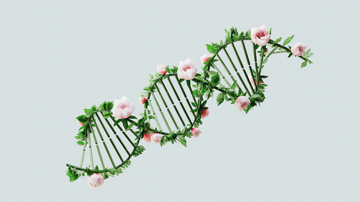 DNA sequence with flowers