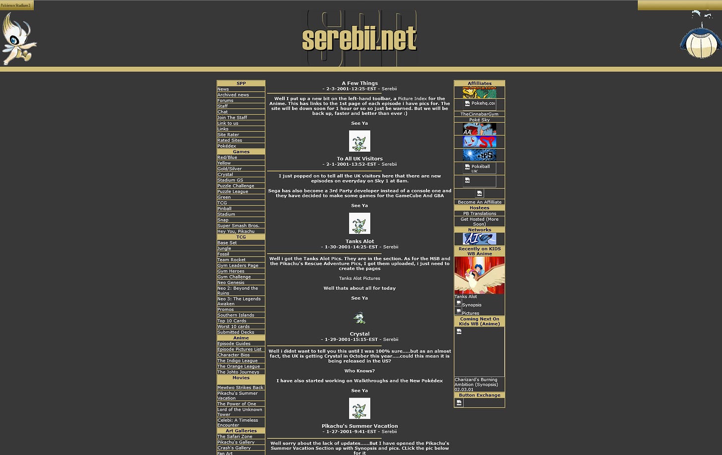 Serebii.net's layout from February 2001