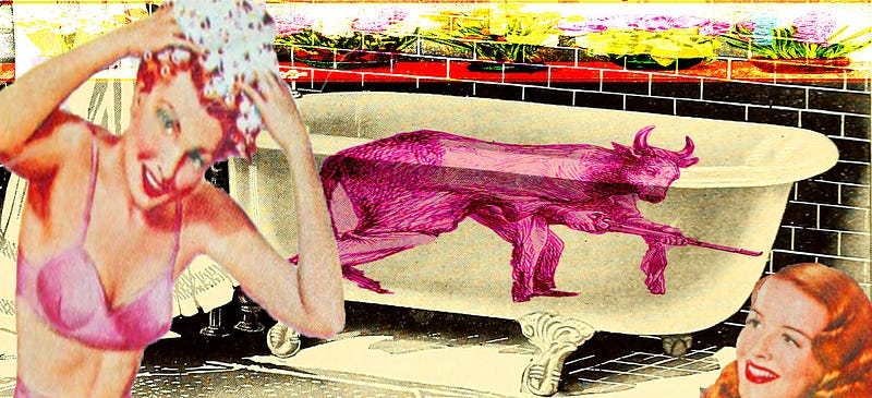 Collage artwork of the killer cow by Jakob Zaaiman.
