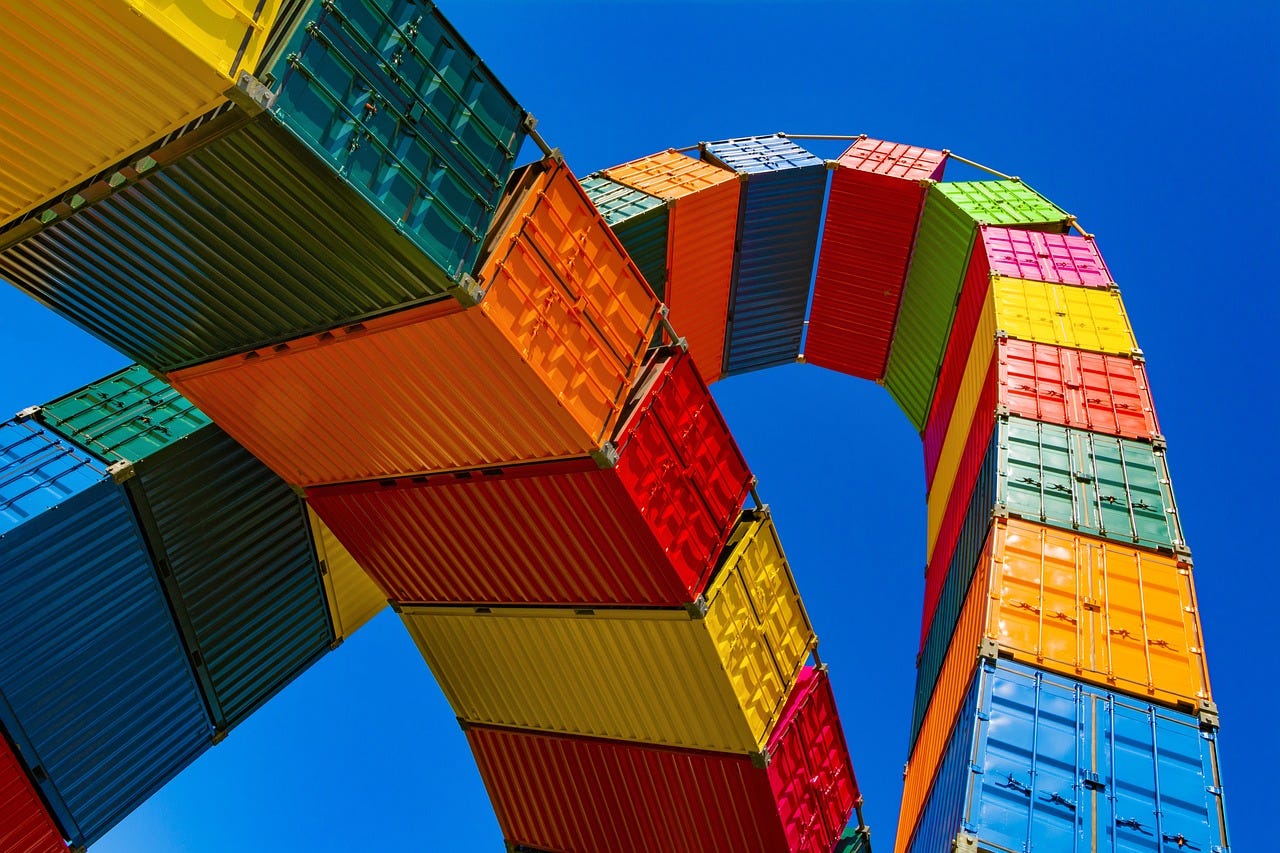 Containers twisting and turning