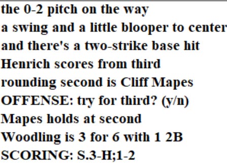 Diamond Mind Baseball Play By Play