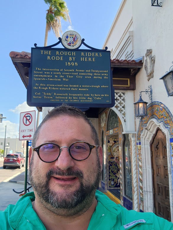 Journalist Richard Luthmann outside The Columbia Restaurant in Ybor City.