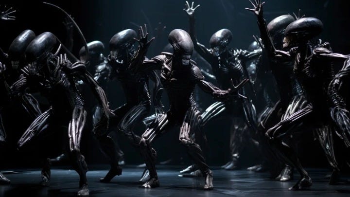 Aliens are dancing in Aliens: The Musical.