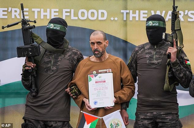 Eli Sharabi (pictured) was freed on Saturday, February 8, after spending nearly 500 days in captivity. His gaunt appearance when he was released sparked concern that the 54-year-old had been mistreated or even tortured by Hamas