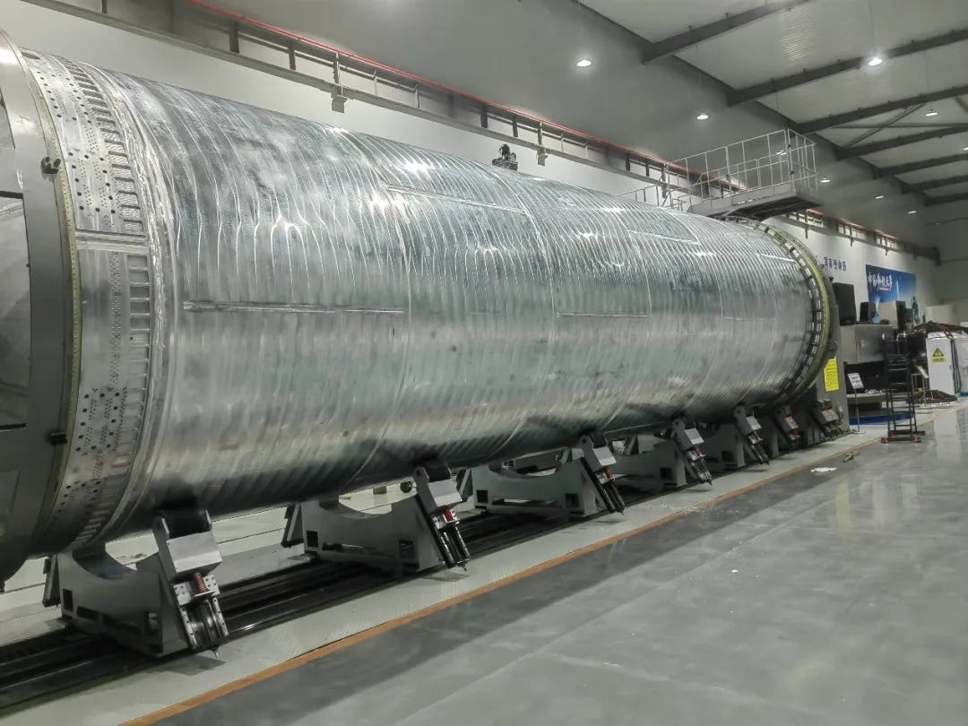 Kinetica-2’s first-stage liquid oxygen tank during manufacturing and testing.