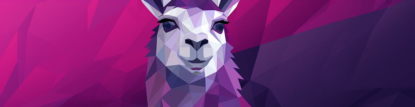 Geometric abstract image of a purple Llama