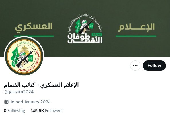 Hamasin “Qassam2024” virallinen tili ehti kerätä lähes 150 000 seuraajaa parissa päivässä. Suurin osa seuraajista olivat jihadismia tukevia muslimeja ja loput länsimaalaisia vasemmistolaisia.