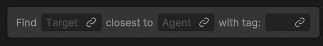 A view of the 'Find Closest With Tag' node in the Unity Behavior editor