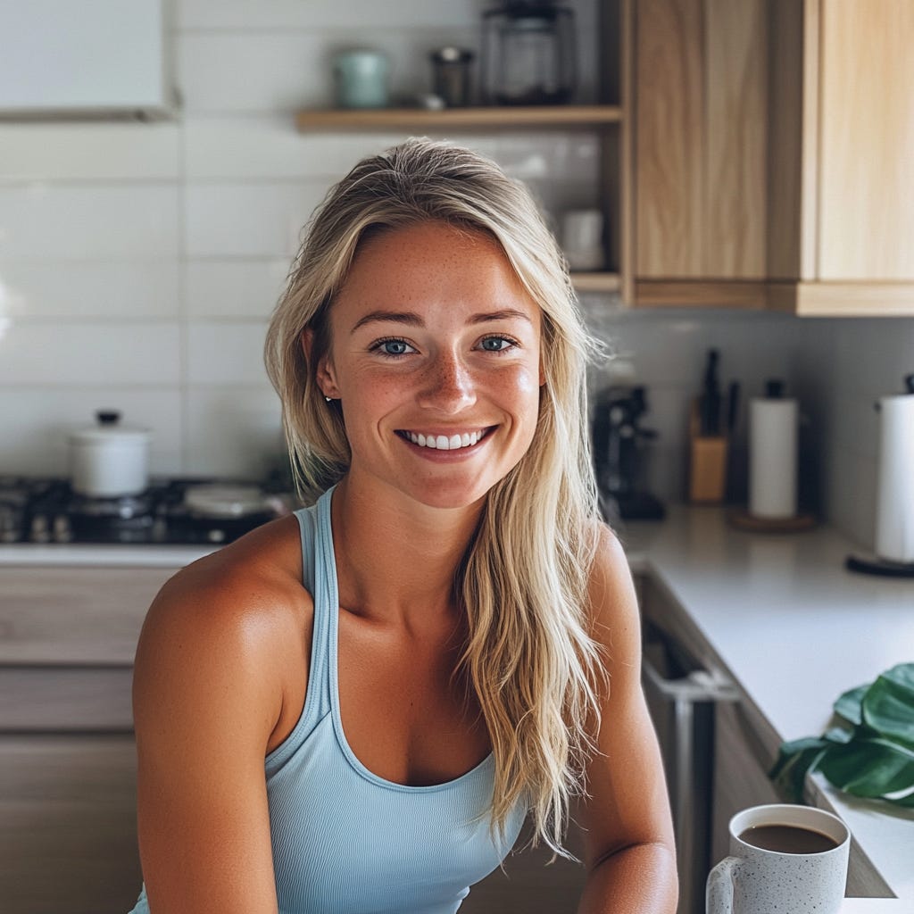 Female athlete enjoying a black coffee in the morning.