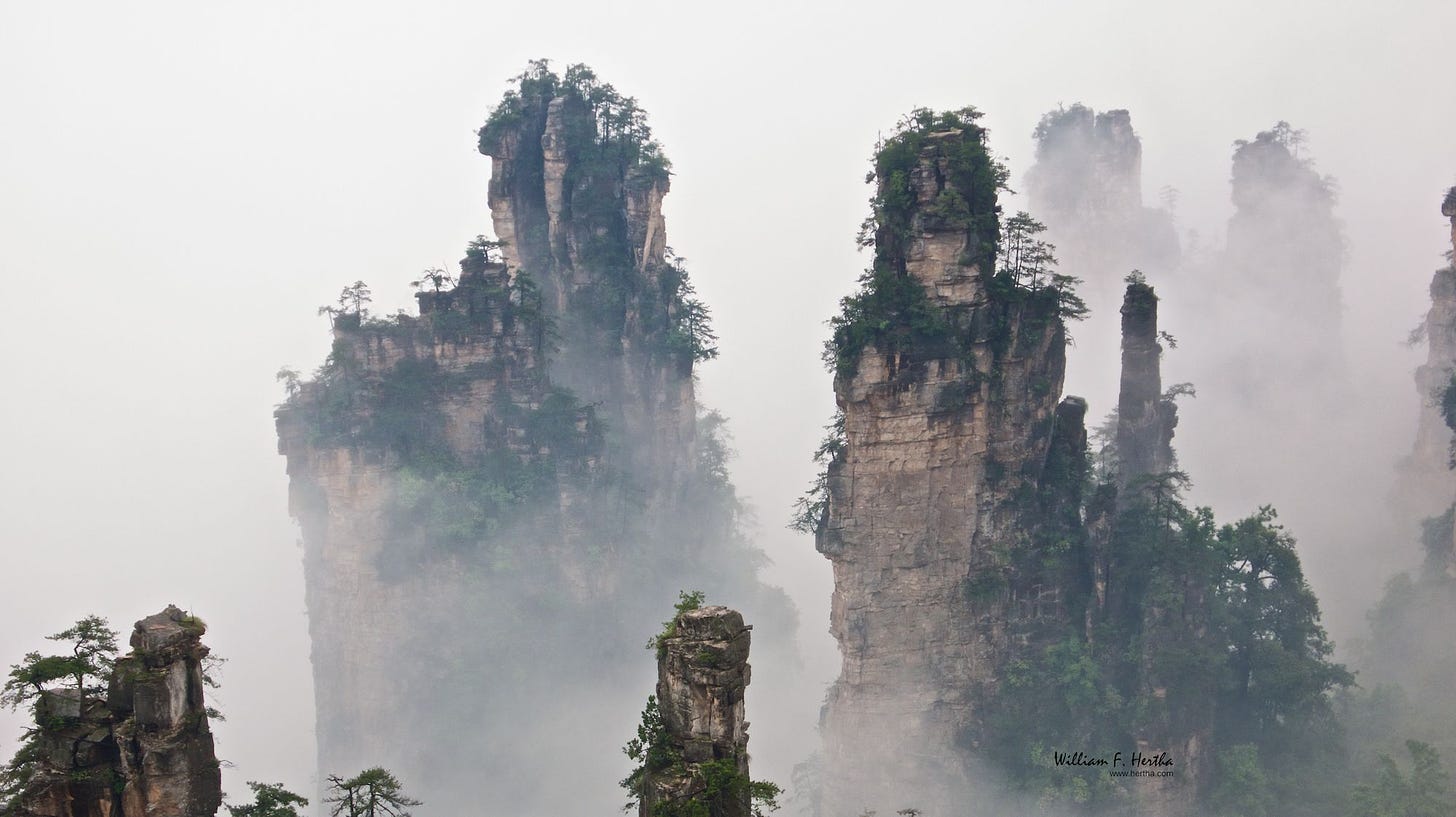 Walking through the Tianzi Mountains