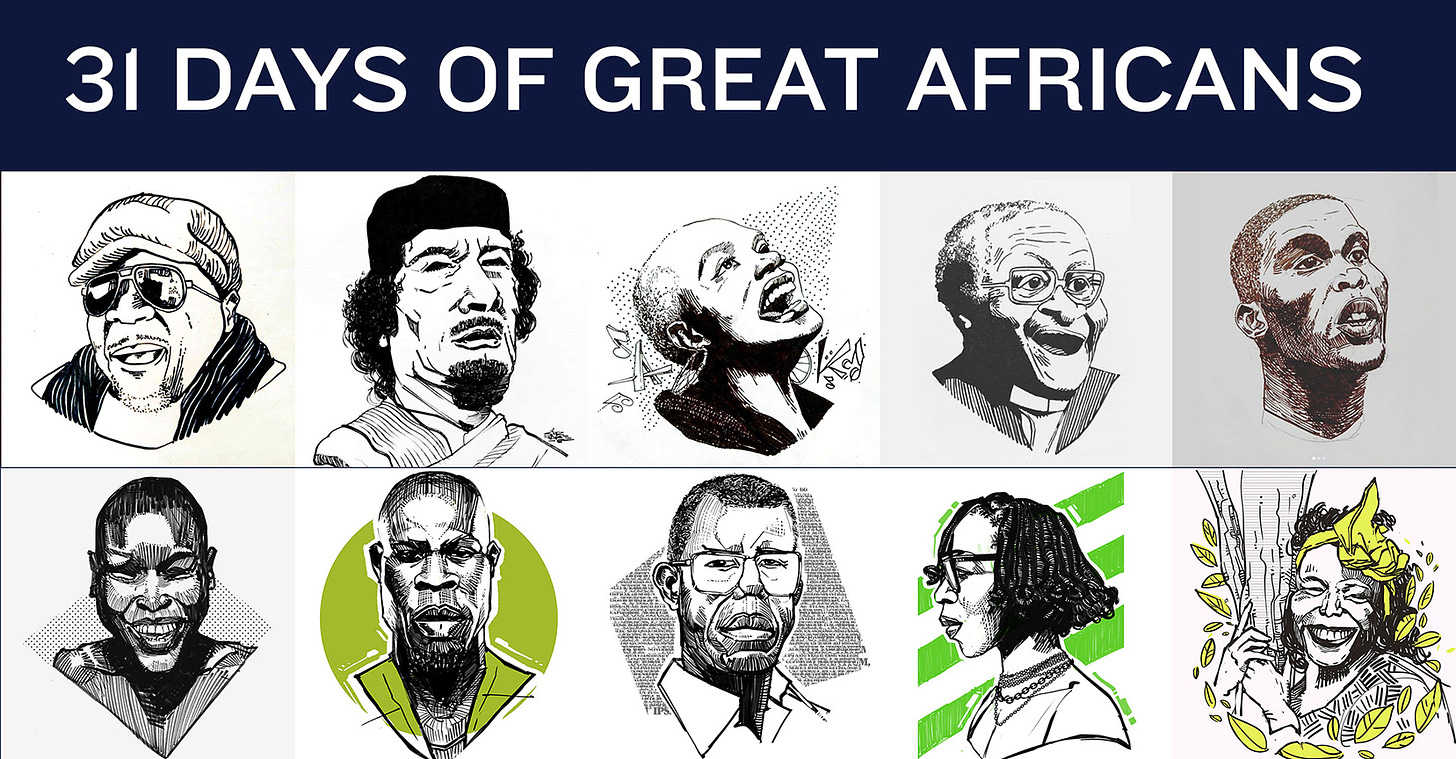 31 days of 31 Caricatures of African heroes by Kelvin Shani