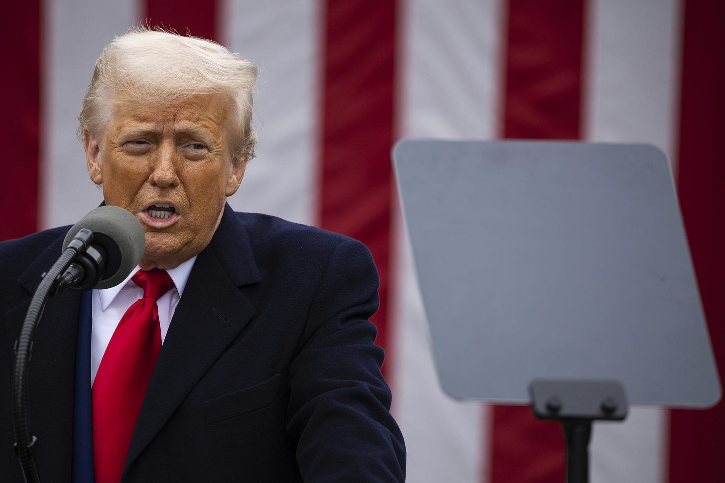 US President Donald Trump delivers remarks on new tariffs during a 
