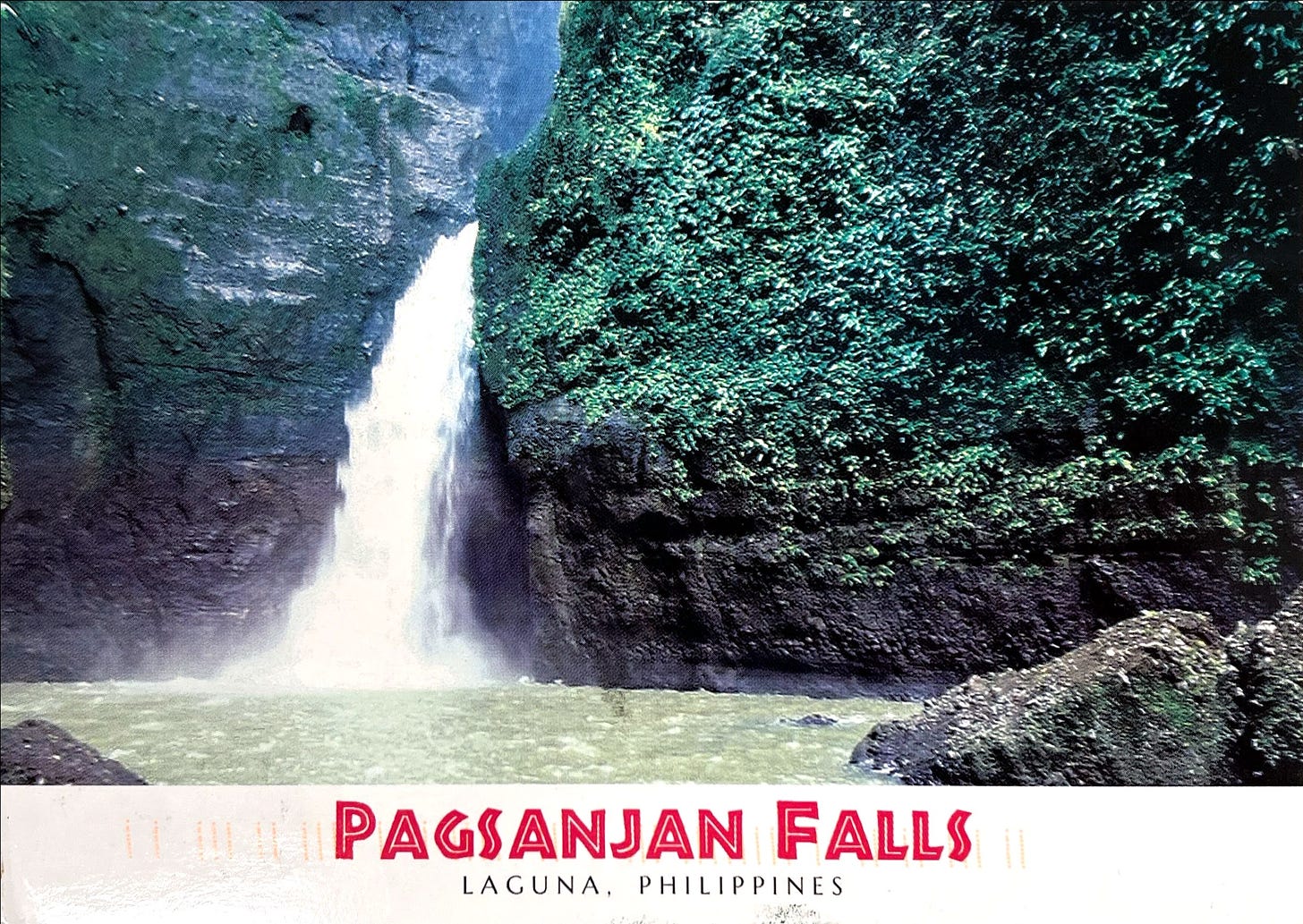 Photo of Pagsanjan Falls, in Laguna, Philippines, on a postcard.