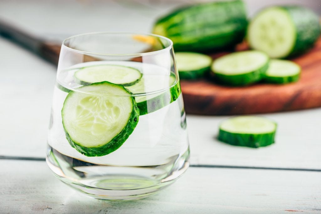 Detox water with sliced cucumber
