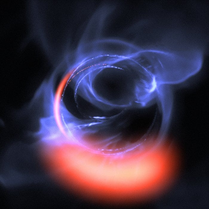 Simulation of Material Orbiting close to a Black Hole