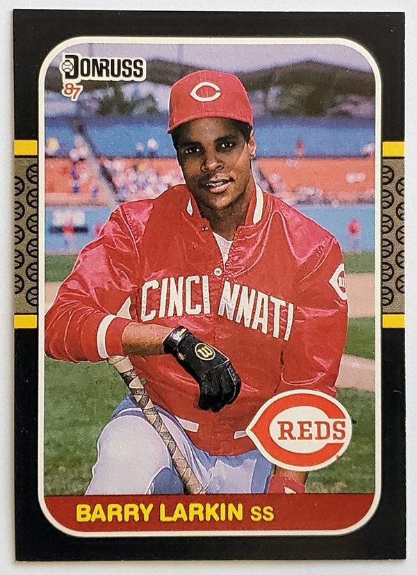 Barry Larkin Donruss 1987 MLB Trading Card #492 Cincinnati Reds ...